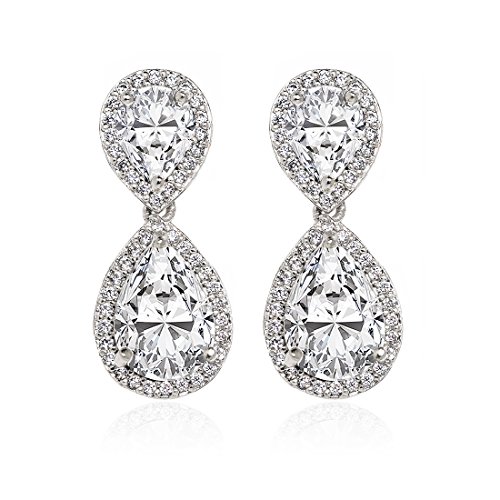 A+O Mother of the Bride. Mother of the Groom - Teardrop Drop Dangle Earrings in Silver