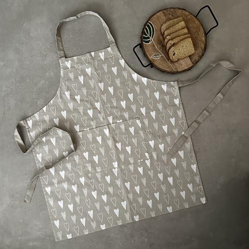 Image of Oak & Lily 100% Cotton Kitchen Apron | Fully washable with large front pocket | European quality | Made for Indian sizes