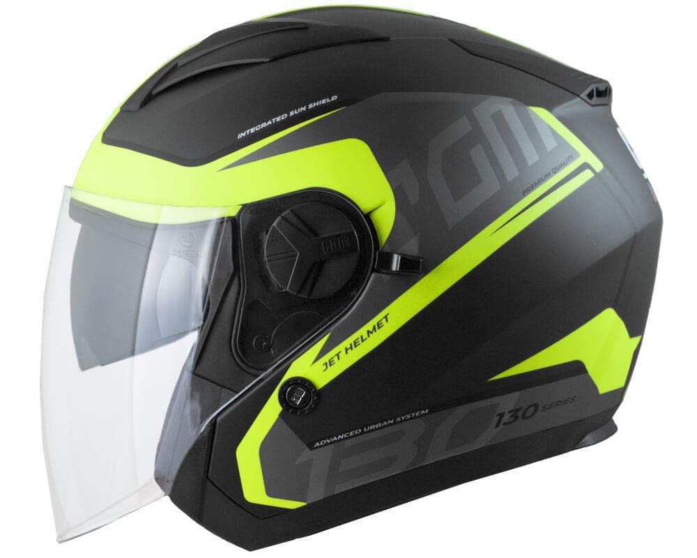 CGM Casco Jet 130S Apache, Amarillo neón Mate, XS (53-54 cm)