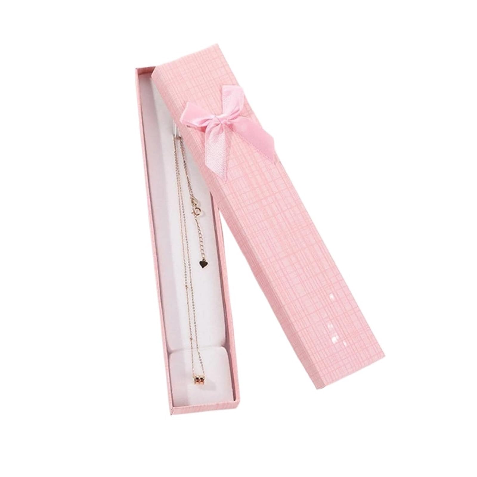Qvorlth Piccole scatole regalo rettangolari per gioielli, 6 pezzi, con decorazione a fiocco e nodo, per confezionare collane e bracciali (rosa)
