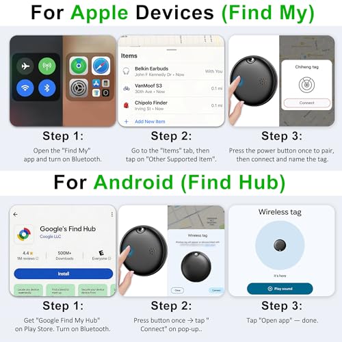 Image of 2026 Upgrade 4-Pack Smart Bluetooth Tracker - Android AirTag, Works with iOS Find My & Android Find Hub, IP68 Waterproof, Loud Ring, Replaceable Battery, for Luggage Keys Wallet Backpack