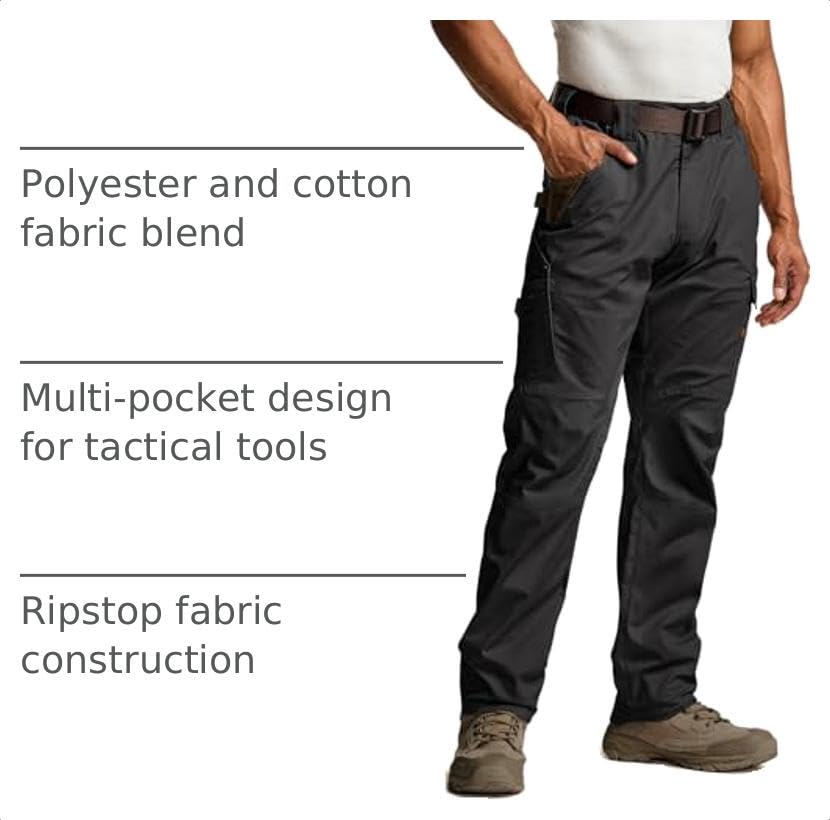 Image of CQR Men's Quick Dry Work Pants, Water Resistant Outdoor Tactical Pants, Lightweight Stretch Cargo Hiking Pants