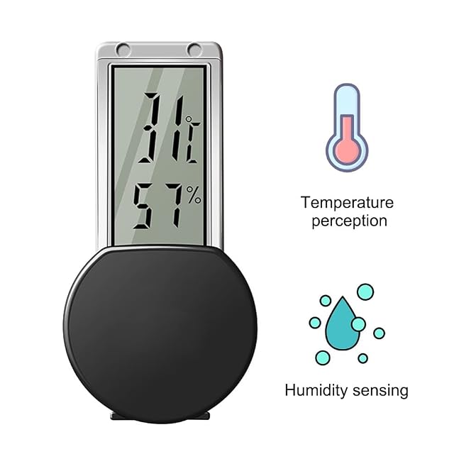 Foto 5 de 8 de Termómetro higrómetro para eptiles, monitor de temperatura digital con ventosa