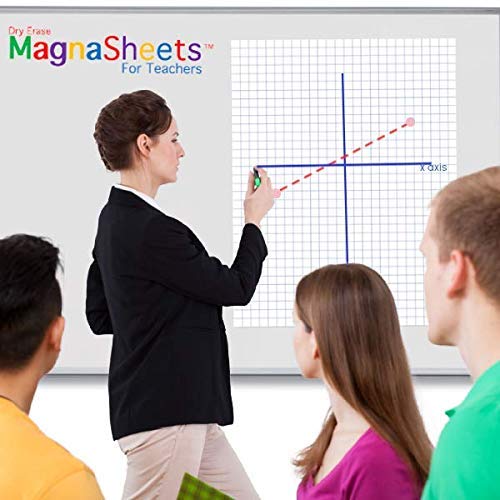  MAGNASHEETS Jumbo Sized Dry Erase Whiteboard Graph Paper for  Classroom 22x28, Complete Erase PET Laminate - No Ghosting, Staining!!, Storage Tube, Teacher Must Haves