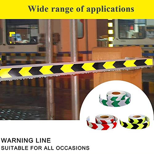 3 Pieces Reflective Tape,Safety Tape Markers,Reflective Tape Waterproof for Vehicles,5cm*3m,Reflective Tape Car,Suitable for Cars,Trucks,Trailers(Red White+Green White+Fluorescent Yellow Black) - Image 4
