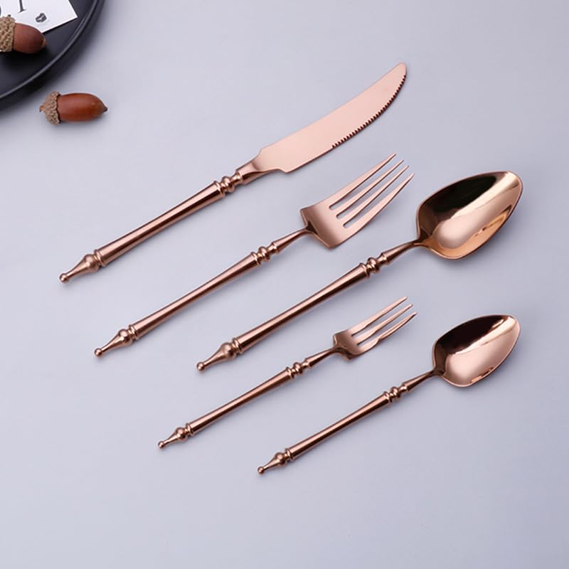 Set di Posate in Argento, 4/16/24/32/40/48 Pezzi, Set di Posate in Acciaio Inossidabile 304 con Manici in Legno, Oro, 10 Pezzi, 40 Pezzi (Verde, 60 Pezzi per 12 Persone)