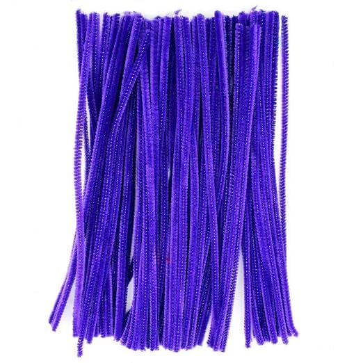 Image of 100Pc Pipe Cleaners Craft Set | Chenille Stem Fuzzy Sticks DIY Craft Supplies for Art Projects Activities, Decorations, Flower Making, Modeling & Sculpting (Dark Purple)