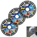 3-Pack Diamond Saw Blades 4.5in- Heavy Duty Angle Grinder Discs for Cutting Tile, Marble, Quartz, Stone, Metal & Plastic, Wet or Dry Use,Durable Multi-Purpose Blades