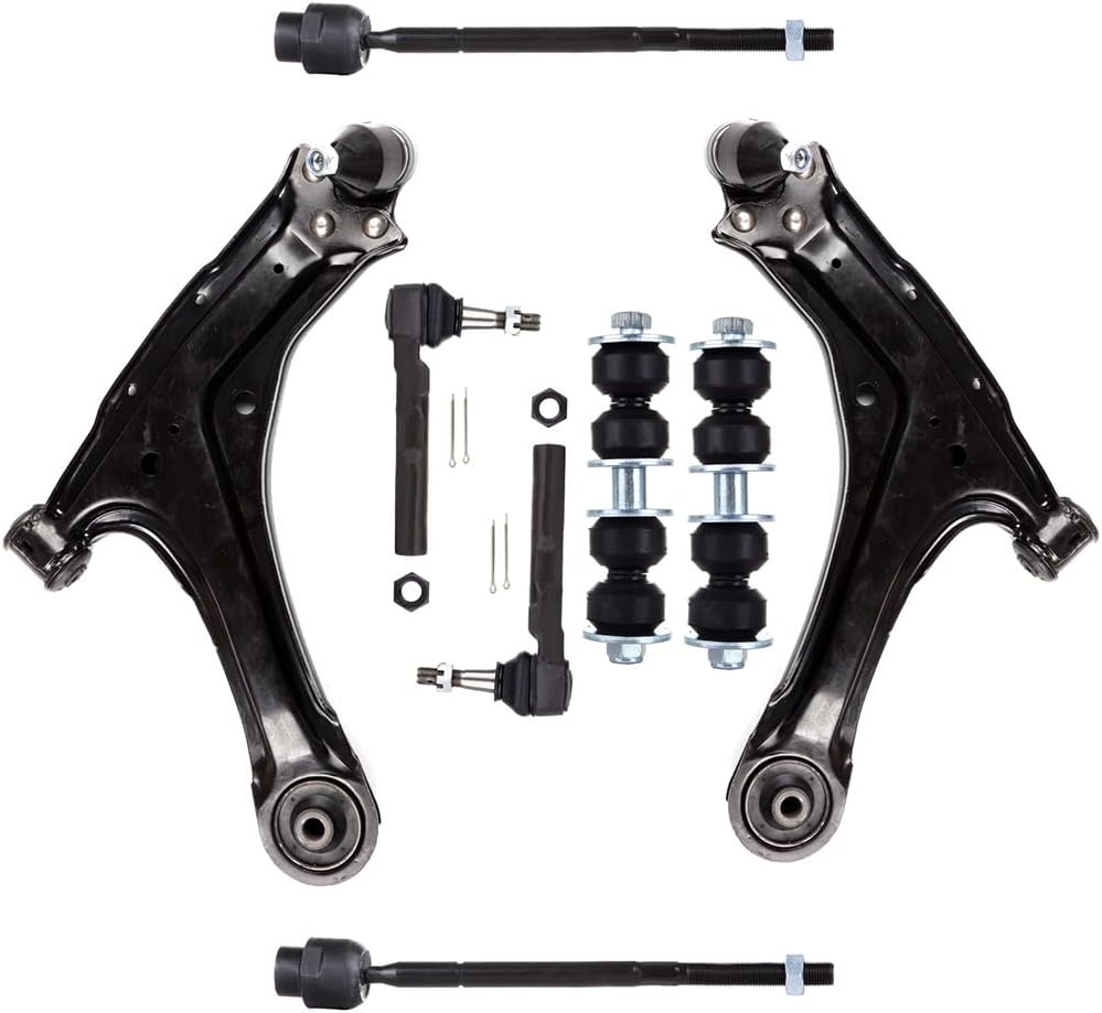 SCITOO 8-PC SET Control Arm Kit Fit For Chevy Classic For Malibu For Oldsmobile Alero Cutlass For Pontiac Grand Am Front Lower Control Arm And Ball Joint Front Sway Bar Link Inner & Outer Tie Rod End
