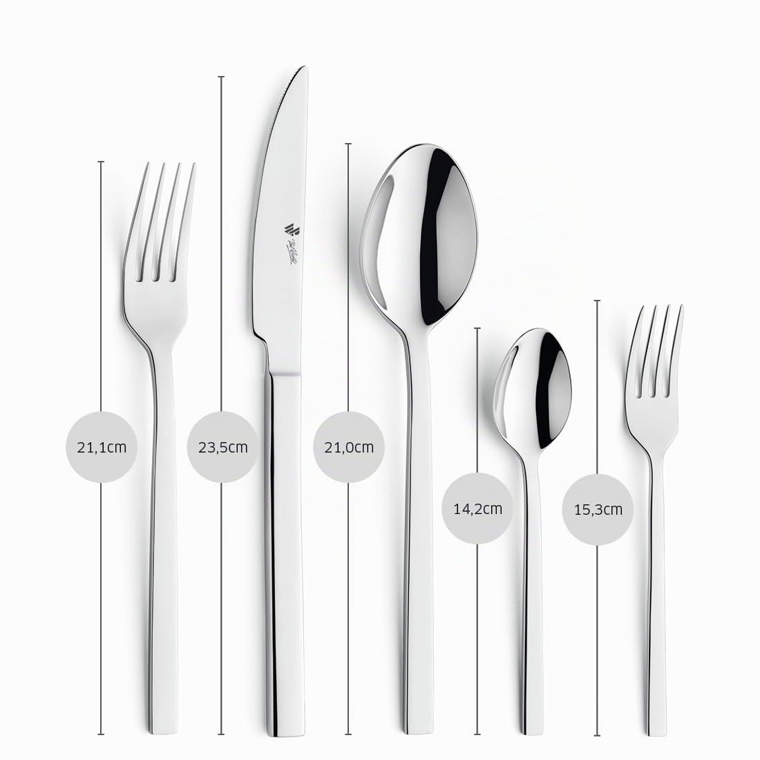 PW Paul Wirths EDGE 8100 Besteck Set 60-tlg., polierter 18/10 Edelstahl | Rostfrei, spülmaschinenfest, Wellenschliff-Messer, praktischer Besteckkasten und Kaffeelöffel sind inklusive