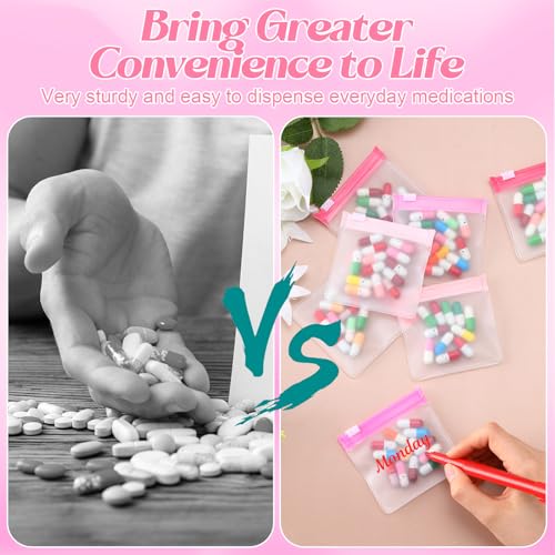 Image of Sherr 35 Pcs Pill Pouch Bags with Zipper Pill Pouch Set Travel Reusable Translucent Medicine Organizer Self Sealing Plastic Bag with Slide Lock for Storage(Gradient Pink,3 x 3 Inch,Blank Style)