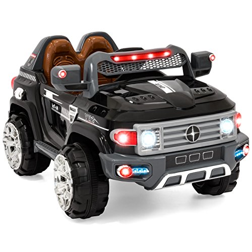 Best Choice Products 12V Kids Battery Powered RC Remote Control Truck SUV Ride-On Car w/ 2 Speeds, LED Lights, MP3, AUX Cord - Black