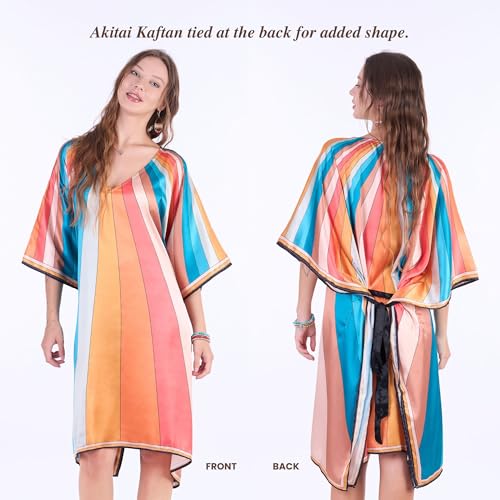 Image of One Size Boho Kaftan Maxi Dress for Women - Ultra-Lightweight 100% Polyester - Effortless Fit S-3XL