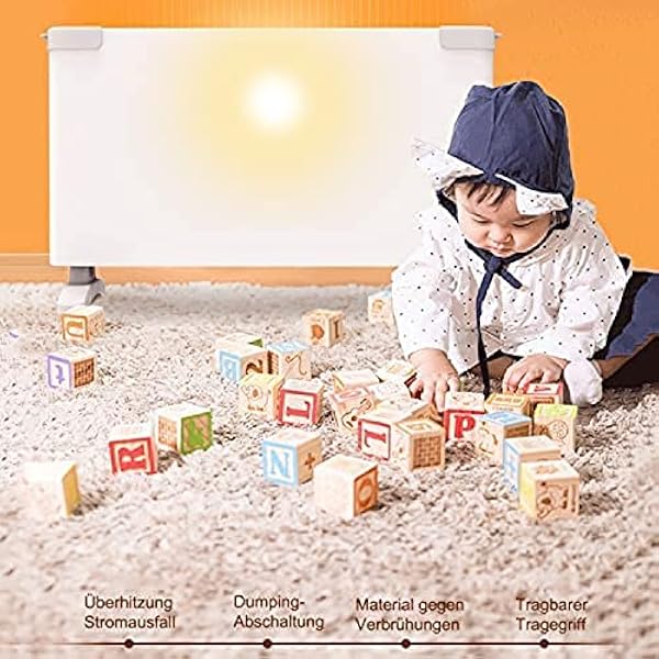 Riscaldatore A Convezione A Convettore, Riscaldatore Elettrico Portatile, Indipendente, 3 Livelli Di Potenza, Bagno Domestico A Risparmio Energetico, Durevole [Classe Energetica A ] (Colore: Bianc