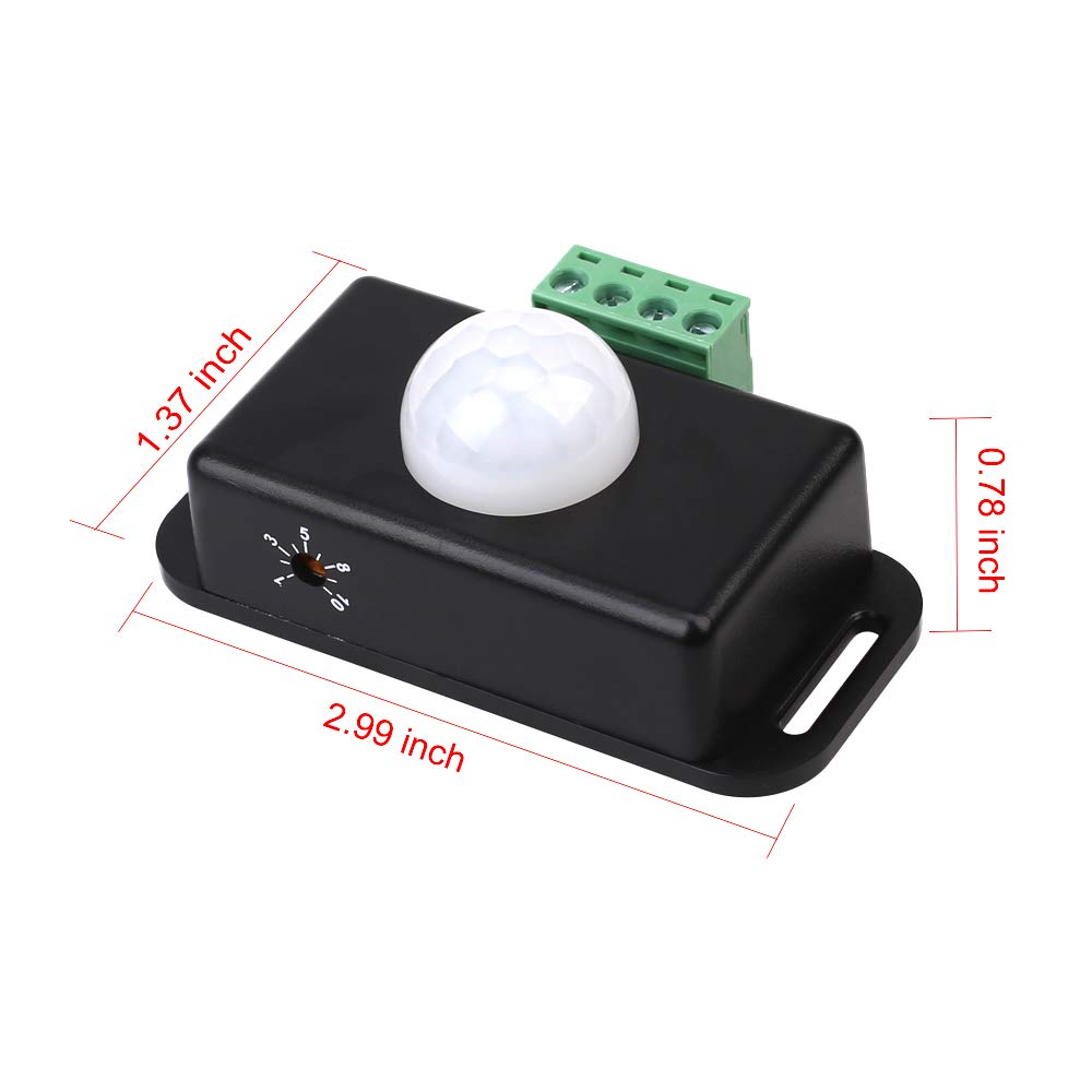 Samxu Strip Light Motion Sensor Switch, DC12V~24V Infrared Motion Sensor Detector Switch for Cupboard Cabinet Kitchen Stairs (2 Pack)
