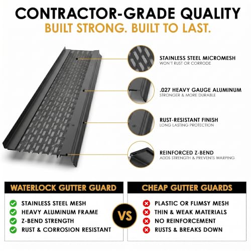 Image of Micromesh Gutter Guards, 5 Inch, 100 FT, Stainless Mesh, Black