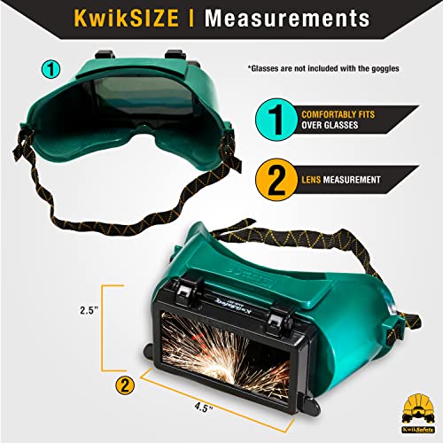 Image of KwikSafety - Charlotte, NC - EAGLE EYES Welding Goggles Flip-Up [ANTI-FOG Snug FIT] Shade 5 + Shade 10 Industrial ANSI Ventilation Safety Plasma Jet MIG Torch Flame Cutting Gas Oxy-Acetylene /Green