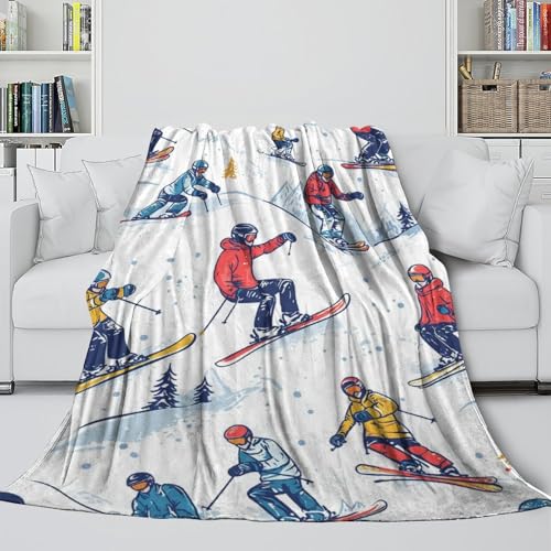Couverture polaire ski chaude et moelleuse jeté de canapé 3D - 5