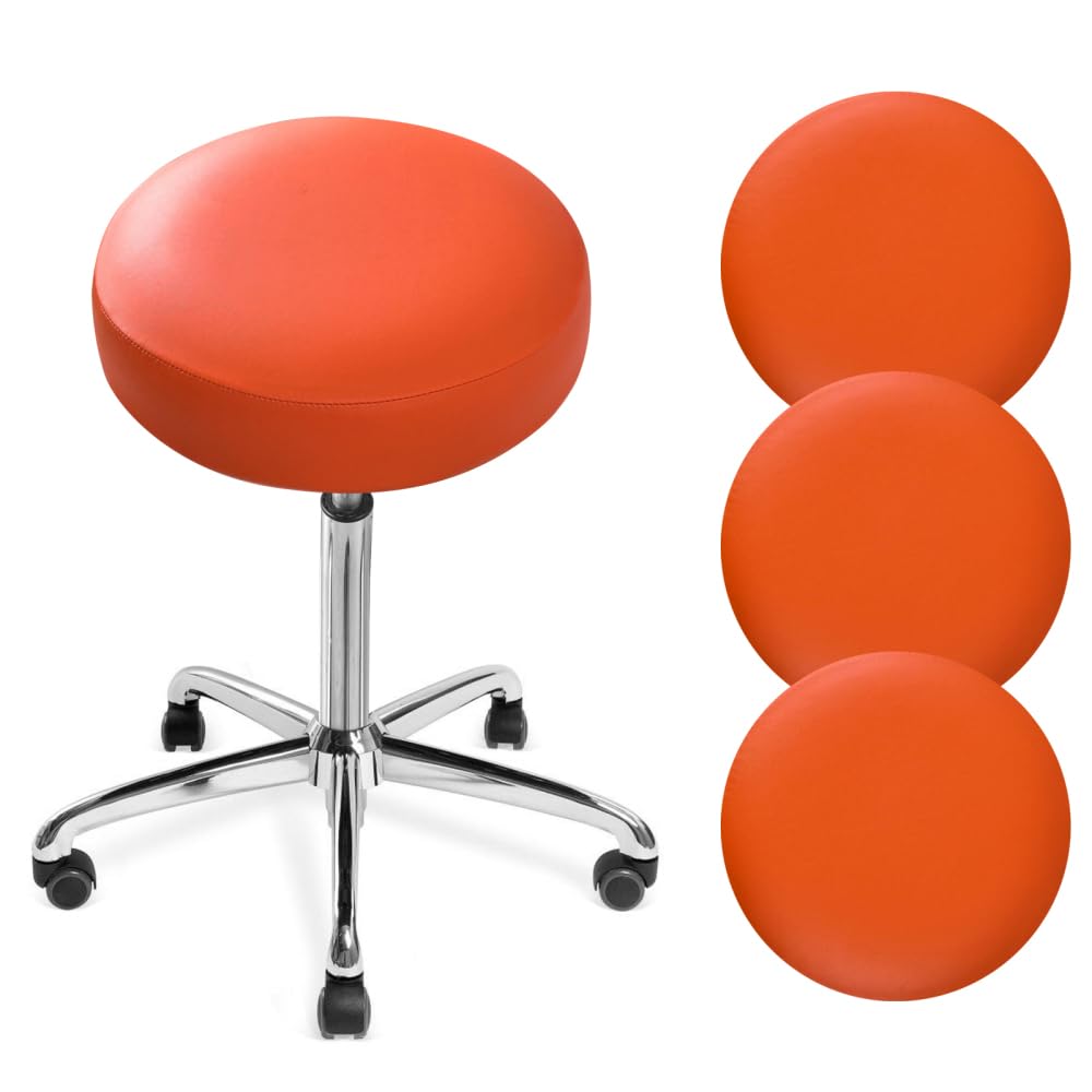 DONGKER Round Bar Stool Covers, 4pcs PU Waterproof Barstool Seat Covers with Elastic Bands for Diameter 11"-14" Bar Round Chair