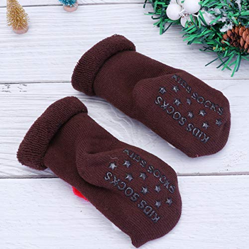 Toyvian 2 pares de meias infantis adoráveis de Natal antiderrapantes, calçados quentes para o invern