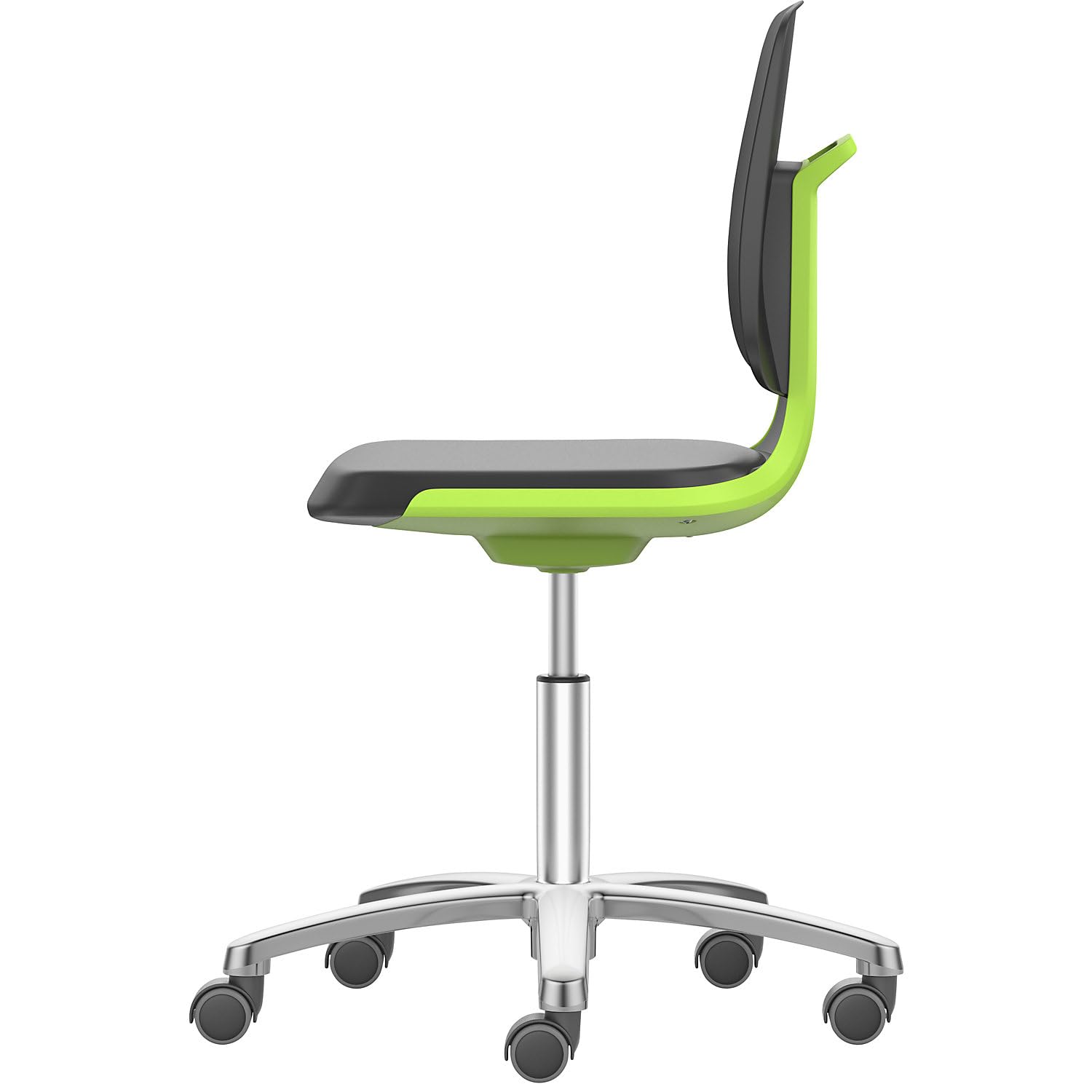 BIMOS | Sedia girevole da lavoro LABSIT | basamento a cinque razze con rotelle | sedile in PU espanso | verde