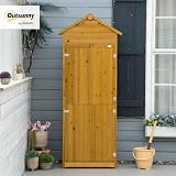 Outsunny Gartenschrank Holz Wetterfest Doppeltür 79x49x191,5cm Naturholz