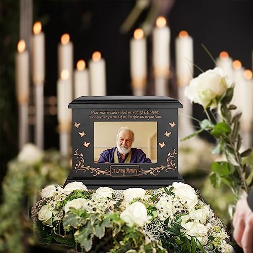 Cremation Memorial Urns for Human Ashes Adult Male Female, Wooden Picture Frame Urns Box and Casket for Men Women Child, Burial Funeral for Ashes, Holds Up to 250 LBS