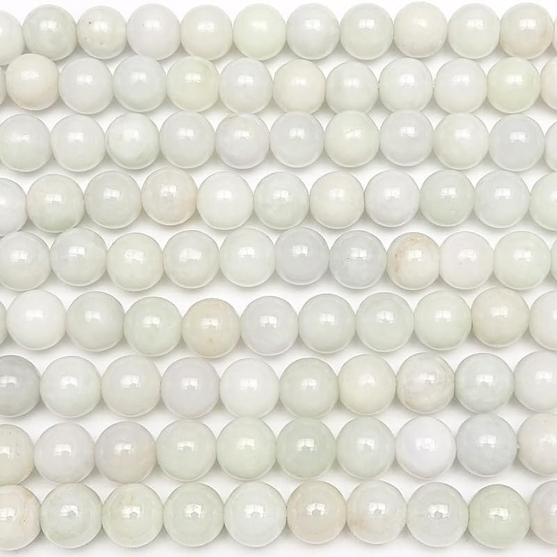 【BELLPIERI】ビルマ産 白翡翠 ホワイトジェダイト 丸玉 8mm【1連販売】 / 2-5 HI8M-X