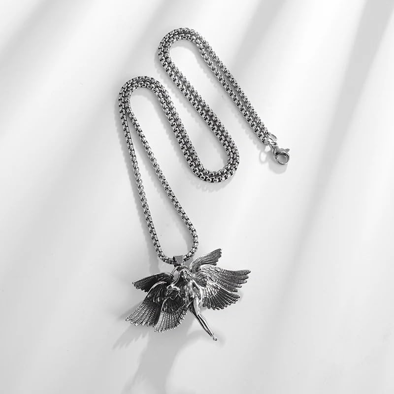 Collier d'ange pour filles en argent sterling 925 rétro