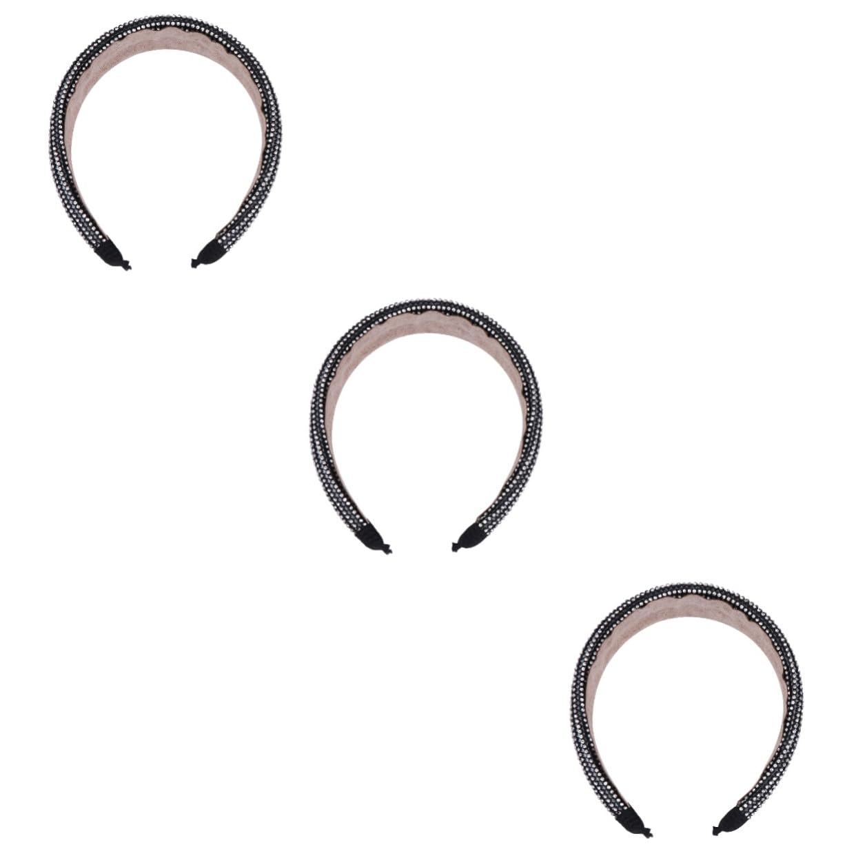 Ipetboom 3pezzi Fascia Per Elegante Con Strass e Ampia Visiera Accessorio Per Semplice e Chic Per Donne e Ragazze Nero