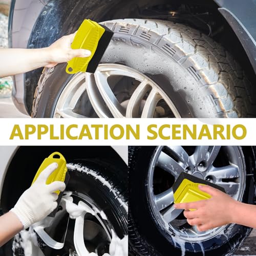 Image of 2PCS Tire Dressing Applicator, Car Tire Applicator Dressing Shine Sponge, Reusable Tire Dressing Applicator Pads with Lid, Wheel Applicator Foam for Car Detailing Cleaning (Yellow)