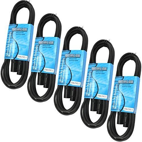 MCSPROAUDIO 5 Pack Male to Female Microphone 3 Pin XLR Cable with Black connectors 15 FT Foot Feet, Straight to Straight Mic Audio Cord