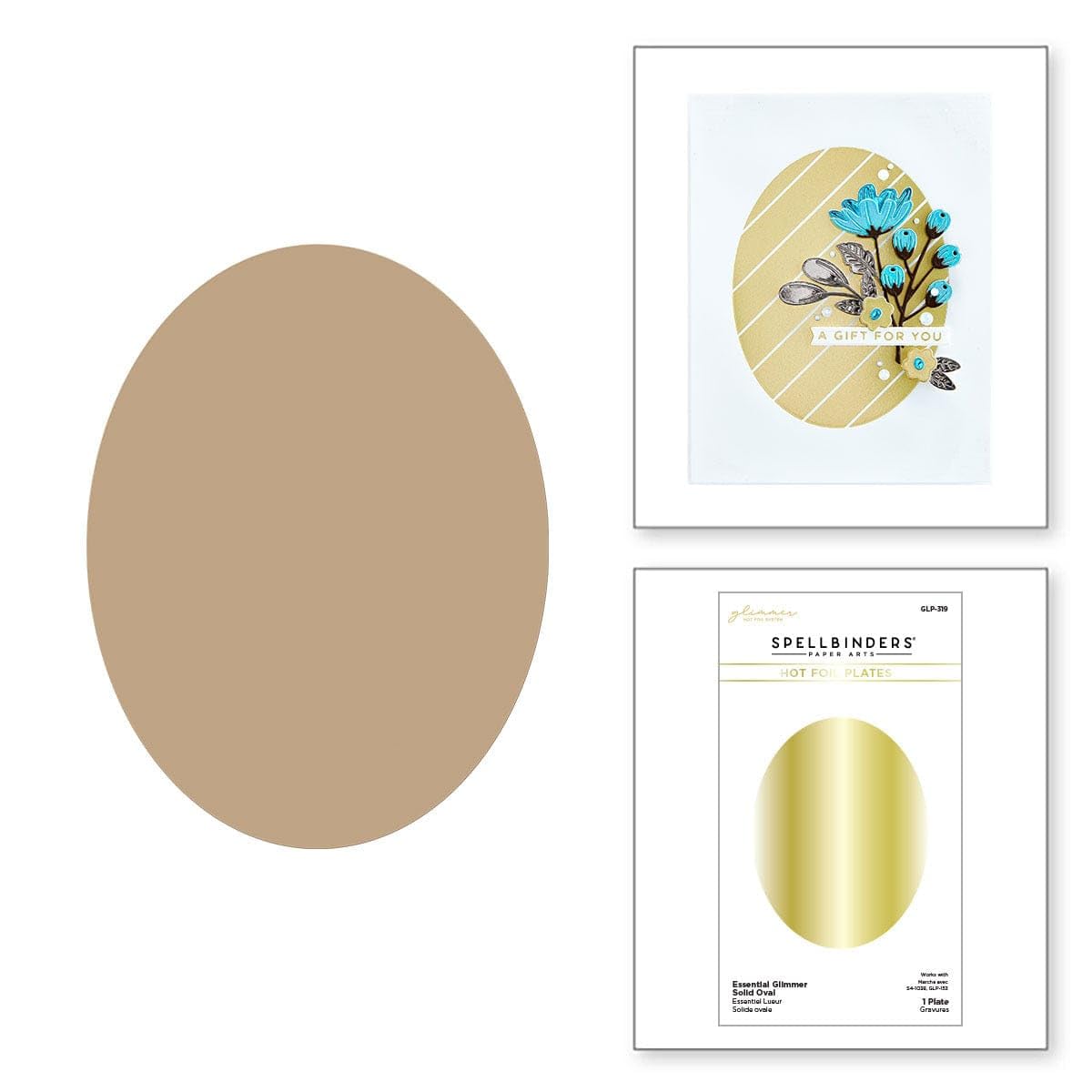 Spellbinders Bronze Essential Glimmer Solid Oval, ,3.6*3.9 Inches