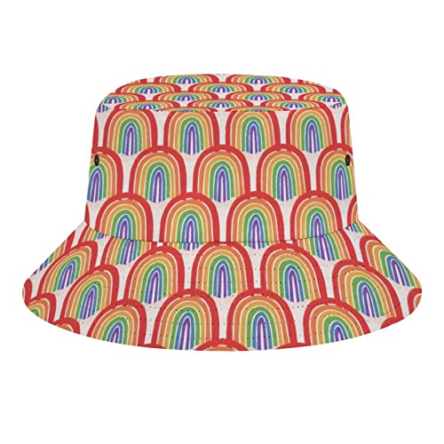 Sombrero del Cubo Lindo Bebé Arcoíris Gorros Safari ala Ancha Borde Verano Sombrero De Pesca, para Pescar, Excursionismo, Ropa De Ocio, 56-58cm