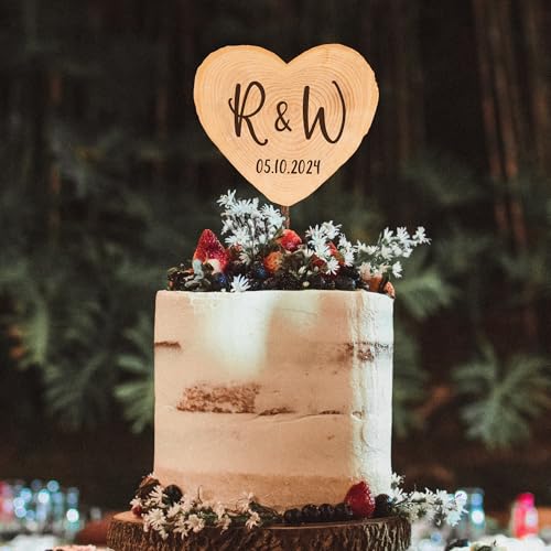 Party to Be Rustic Wedding Cake Topper Wood Slice Design