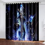 OUSIKA Blackout Curtains 3D Game Character Girl Print Pattern Energy Saving & Noise Reducing, Curtain Thermal Insulated, Grommet Curtain Window Drape 2 Pc 46x84 Inch For Living Room Bedroom