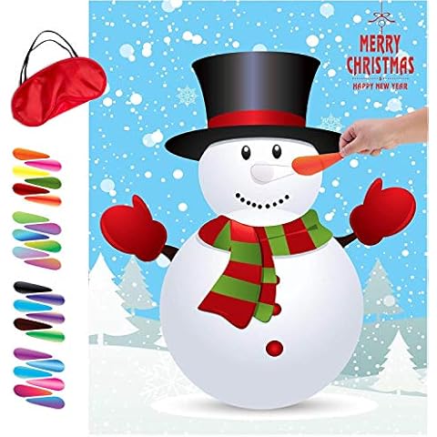 MISS FANTASY Christmas Games for Kids Party Pin Nose on Snowman Christmas Party Decorations Christmas Activities for Kids Christmas Party Game for Family Adults Xmas Gifts for Kids (Snowman) Cover