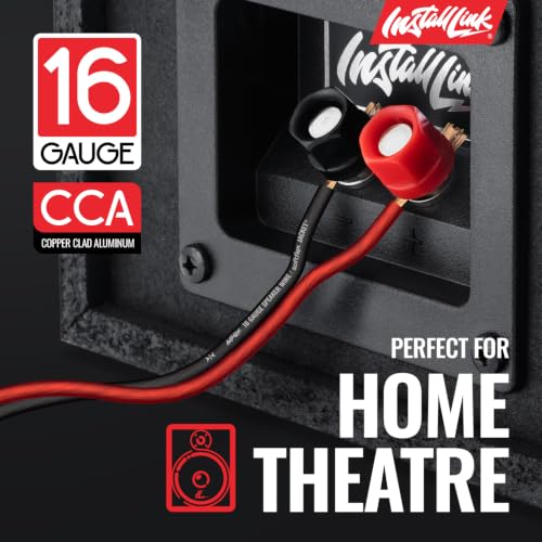 Image of Install Link 16 AWG Gauge Speaker Wire (250 Feet) Car or Home Theater (CCA) | 16 /2 Speaker Cable, 2-Conductor, Frosted Red /Black, Easy Strip, Polarity ID, for Car Audio & Home Stereo