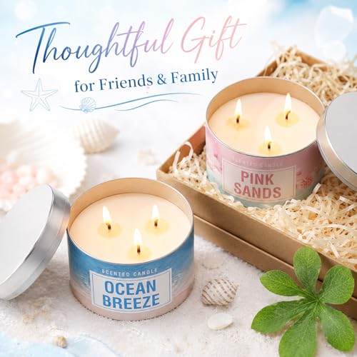 Velas de soja grandes perfumadas en tonos pastel azul y rosa 6