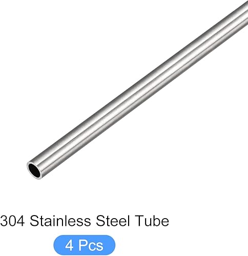 Miniatura 5 de METALLIXITY Tubo de acero inoxidable 304 (0.118in de diámetro exterior x 0.008in de pared T x 9.843in de largo) 4 piezas, tubo recto - para muebles