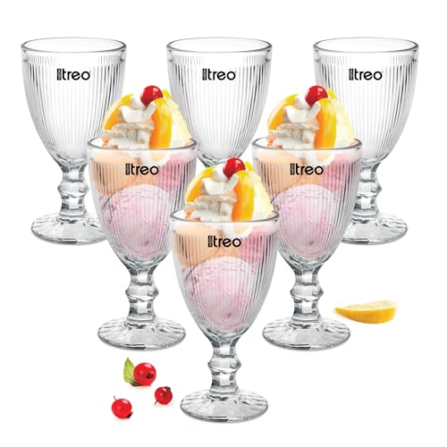 Image of Treo by Milton Victoria Goblet 300 ml I Tall Dessert Bowls with Wide Mouth for Easy scooping Ideal for Serving Sundaes ice Cream or Layered Desserts I for cafes, Parties, or Treats at Home I Set of 6