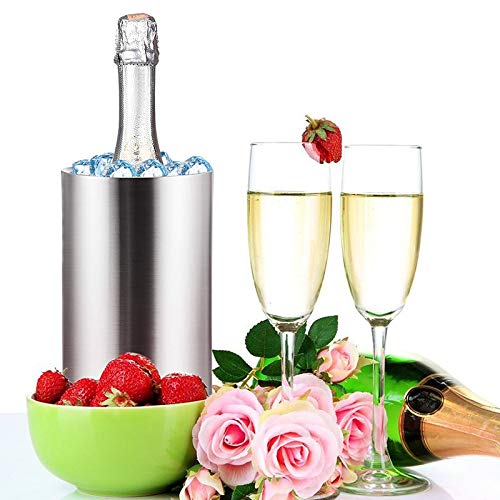 Cubo de Hielo, Enfriador de Botellas de Vino Cubo de Enfriador de Vino de Acero Inoxidable Soporte de Enfriador de Botellas de Vino de Doble Pared Enfriador de Champán Enfriador de Cerveza Herramienta