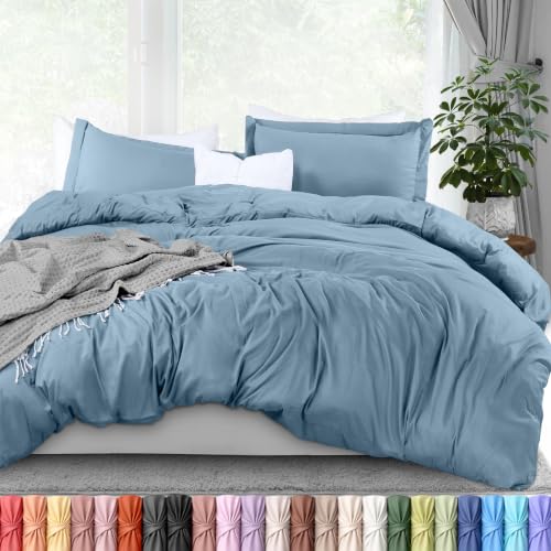 Image of Utopia Bedding Duvet Cover Queen Size - 3 Piece with Zipper Closure - 1 Comforter Cover 90X90 Inches & 2 Pillow Shams 20X26 Inches (Dutch Blue) Comforter Not Included