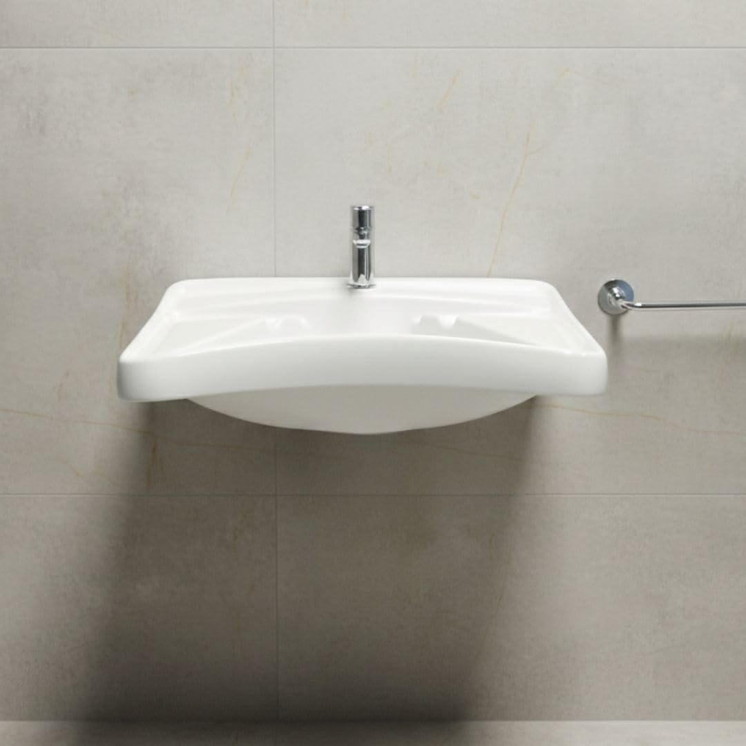 Lavabo per disabili bianco con appoggio per gomiti 65x57 cm - Accessibile