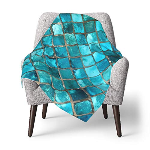 Fleece Baby Blanket Turquoise Blue Smooth and Soft Receiving Blanket Unisex for Stroller, Crib, Newborns, Carseat 30x40