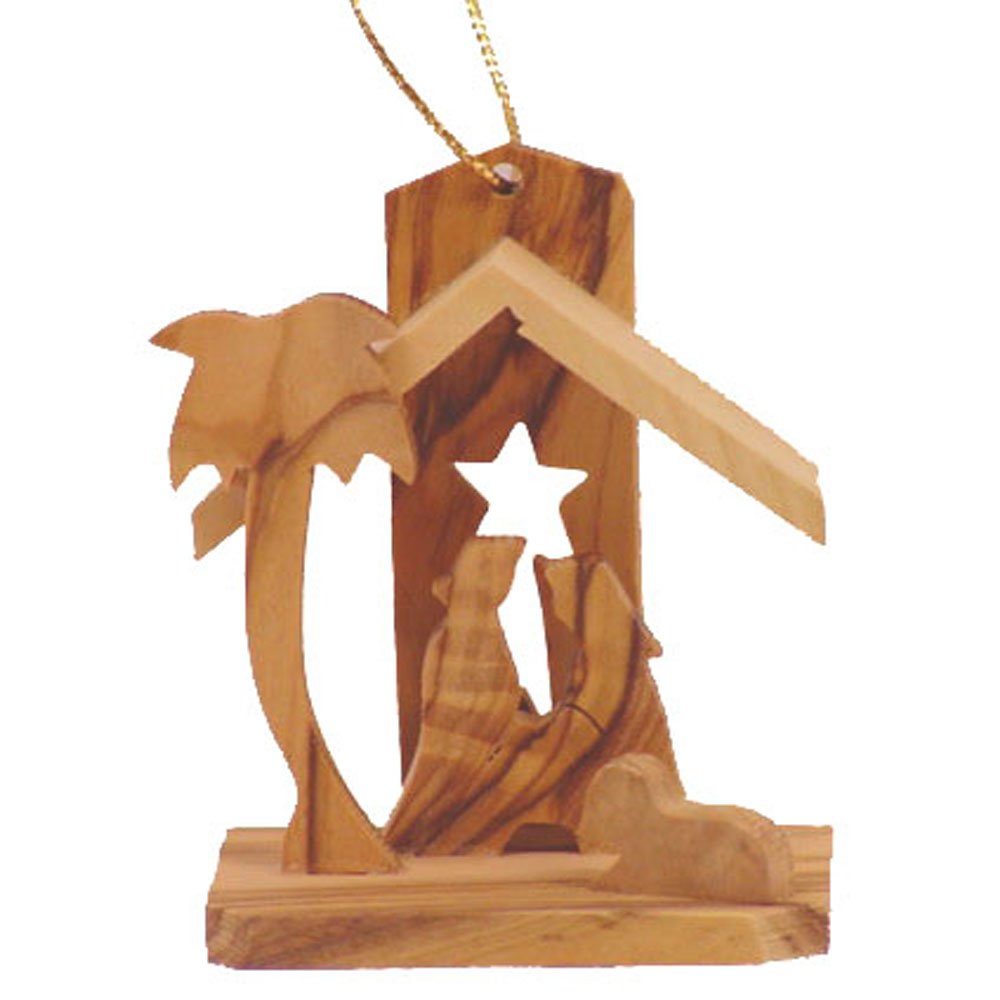 Holy Land ImportsOlive Wood Small Nativity Ornament W/Star.