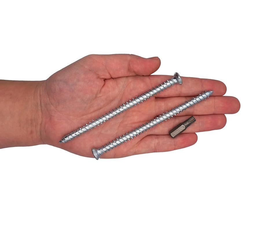 Generic (Pack of 8) Zinc Plated Steel 19/64"" x 4-13/32"" (7.5 x 112mm) Concrete Frame Screws Wood Screws Torx Head Masonry Screw Flat Head, Silver