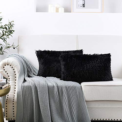 Image of Lumbar Faux Fur Throw Pillow Covers for Couch Decorative Pillows 12x20