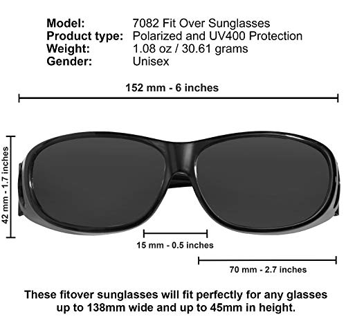 Image of Success Eyewear Fit Over Sunglasses Polarized Lens Wear Over Prescription Eyeglasses 100% UV Protection for Men and Women