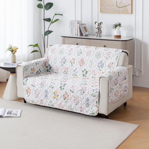 Image of House of Quirk 'Mughal Series' Anti-Slip Sofa Cover Mat with Pocket | Polyester Couch Protector for Pets, Kids & Spills (Baghe Bahar, 180x120cm, Two Seater)
